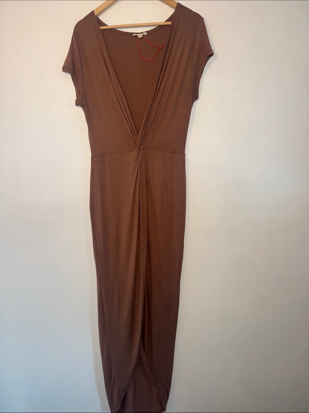 Rolla Coster Brown Twist-Front V-Neck Maxi Dress
